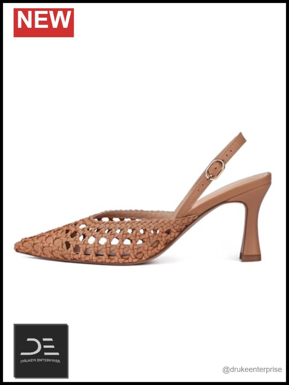 Woven Slingback Pumps Pointed Toe Low Heel Women's Shoes